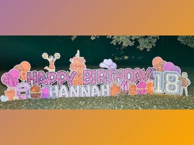 longerpinkorangebirthdayyardsign