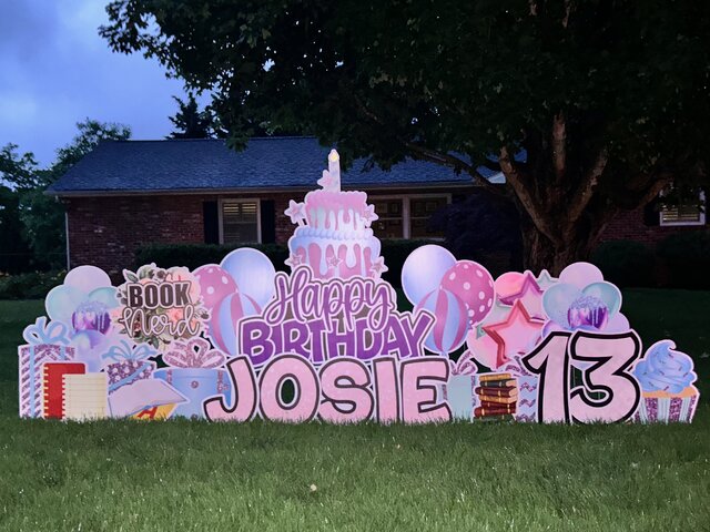 Purple, Light Blue, & Aqua Birthday Yard Sign