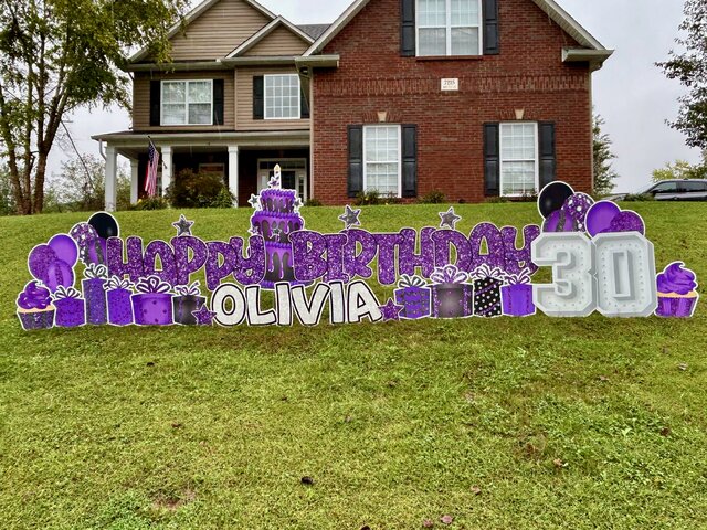 Purple and Black Longer Birthday Yard Sign