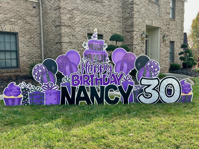 Purple and Black Birthday Yard Sign