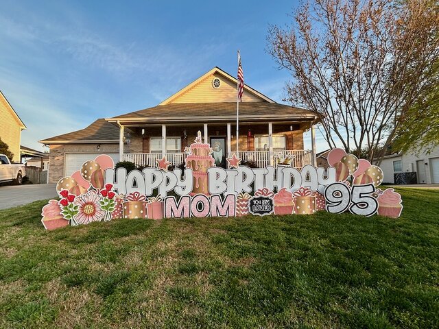 longerrosegoldbirthdayyardsign