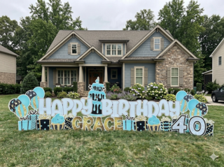 Aqua Black & Gold Super-Sized Happy Birthday