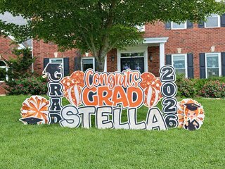 Orange & White Congrats Grad