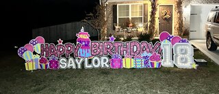 Pink, Yellow, Purple, & Teal Birthday Yard Sign