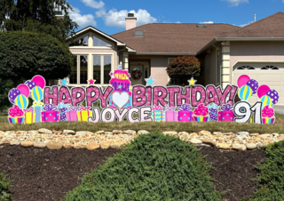 Pink, Yellow, Purple, & Teal Birthday Yard Sign
