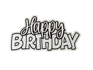 White HAPPY BIRTHDAY