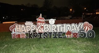 Crimson & White Birthday Yard Sign