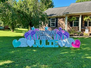 Pink, Purple, & Teal Welcome Home
