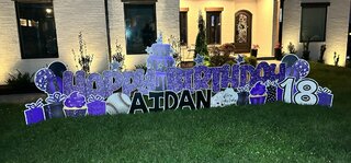 Purple & Black Birthday Yard Sign