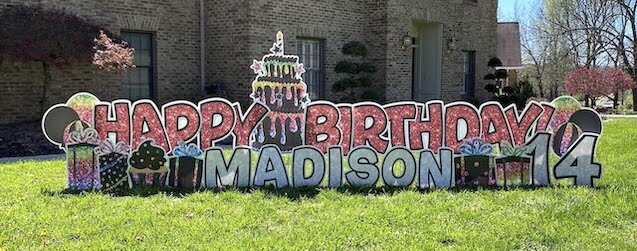 Black & Rainbow Glitter Birthday Yard Sign