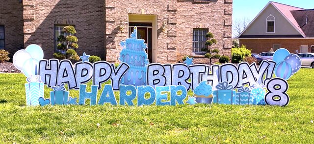 Teal & Silver Birthday Yard Sign