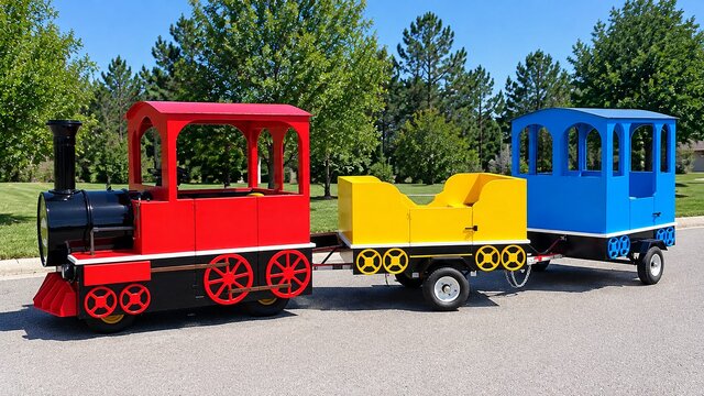 Colorful trackless train ready to roll in Collegedale, TN
