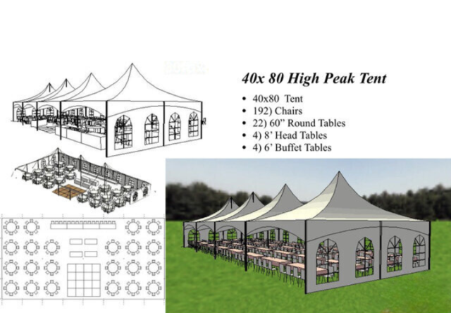 USA 30'x40' Frame Tent Rentals Sky High Party Rentals