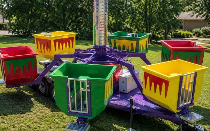 Carnival ride rental set up at a school event