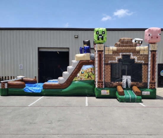Minecraft Moon Jump bounce house rental from Sky High Rentals