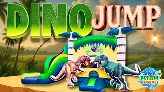 <font size= 5 color= Green>Dino Jump</font><font color =Green size=4>- (14’x26’)</font><font color=black size= 4><p>Basketball Hoop Inside & Slide</p></font>