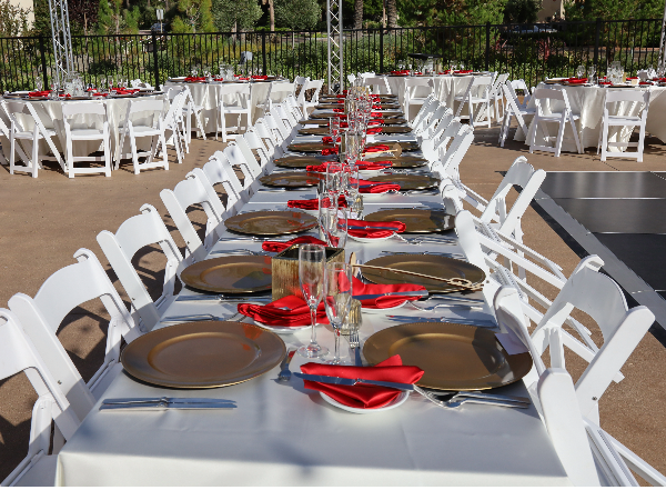tent, table and chair rental at sky high