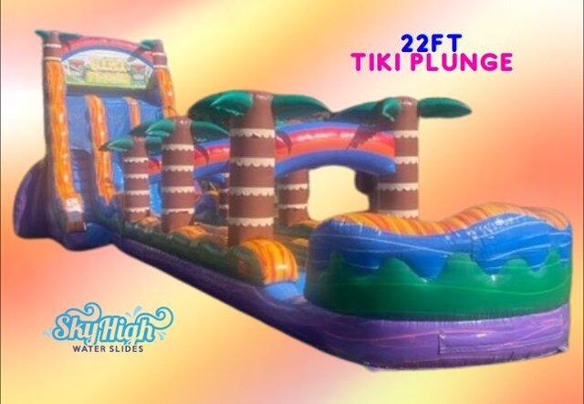 22 Foot Tiki Plunge Double Lane Slide with Slip-n-Slide
