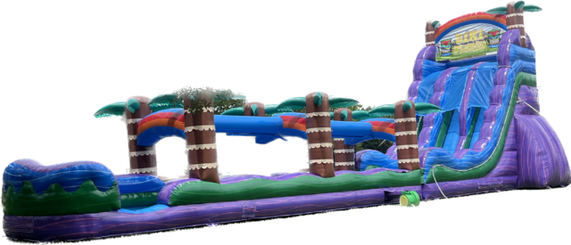 22 Foot Purple Tiki Plunge Double Lane Slide with Slip-n-Slide