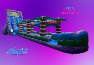 22 Foot Purple Tiki Plunge Double Lane Slide with Slip-n-Slide