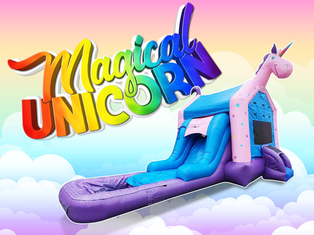 Magical Unicorn Single Water Slide & Deep Pool