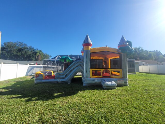 T-Rex Double Water Slide & Deep Pool