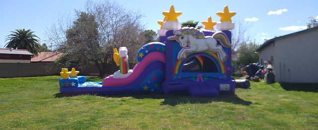 Unicorn-Rainbow Waterslide & Bounce Combo