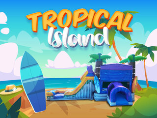 TROPICAL ISLAND SINGLE WATER SLIDE & SPLASH PAD