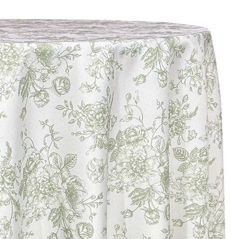 French Toile Sage 120” Round