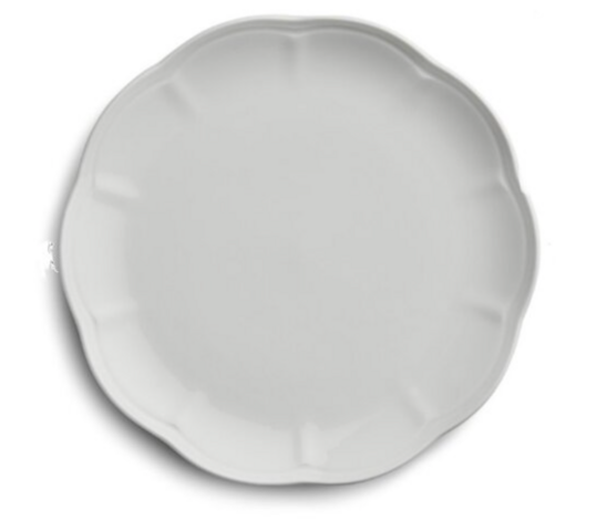White Scalloped 9” Dinner Plate