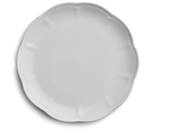 White Scalloped 9” Dinner Plate