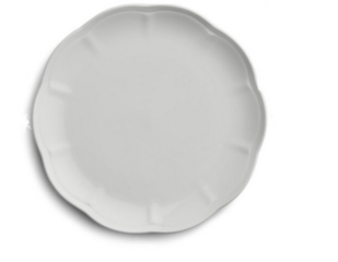 White Scalloped 9” Dinner Plate
