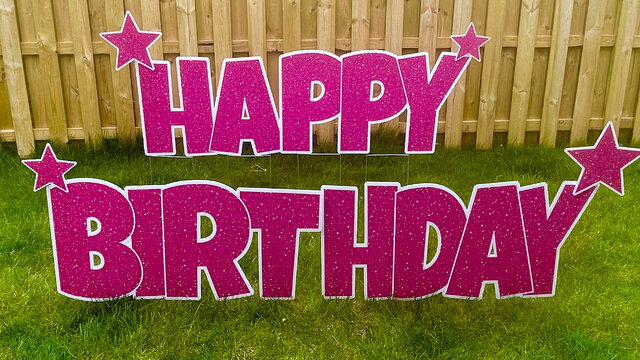 Hot Pink Sparkle Happy Birthday Letters