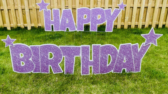 Lavender Sparkle Happy Birthday Letters
