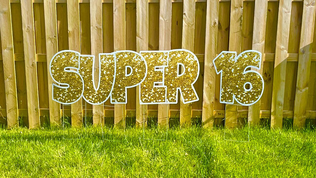 Gold Sparkle Super 16 Letters and Numbers