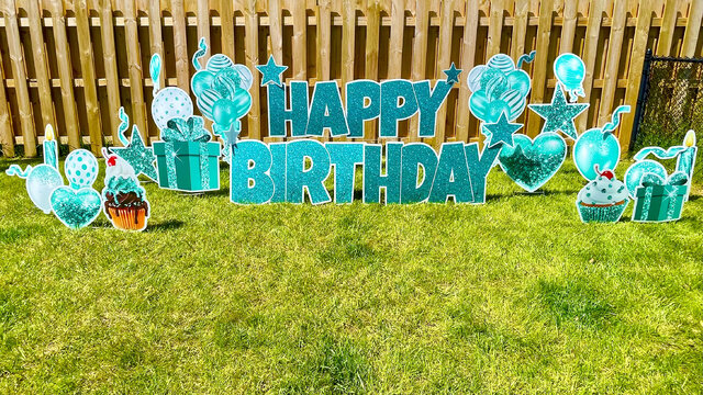 Teal Sparkle Happy Birthday + Teal Flair Super Set + Teal Balloon Set