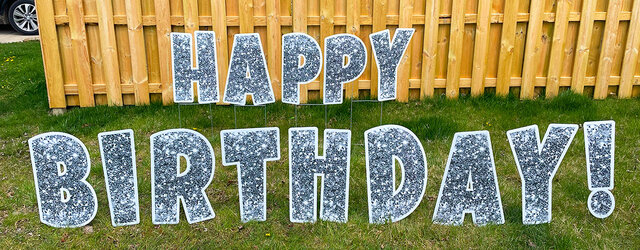 Silver Sparkle Happy Birthday Letters