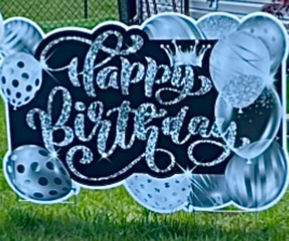 Silver Happy Birthday Large Sign
