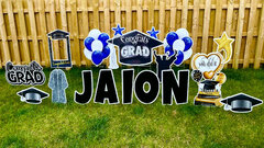 Silver Sign Graduation Package + 1 Name + Choose Your Balloon Color!