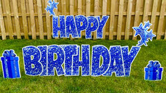 Blue Sparkle Happy Birthday Letters