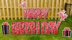 Red Sparkle Happy Birthday Letters