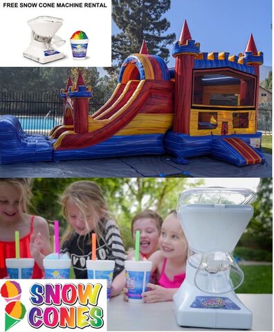 Free Snow Cone Machine SALE - Fortress Bounce House with Double Lane Slide (DRY) with Free Snow Cone Machine Rental (Supplies Included)