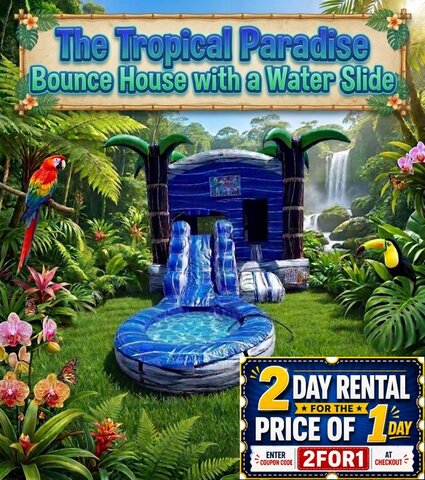 The Tropical Paradise Bounce House with Water Slide (WET)