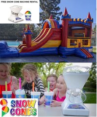 Free Snow Cone Machine SALE - Fortress Bounce House with Double Lane Slide (DRY) with Free Snow Cone Machine Rental (Supplies Included)