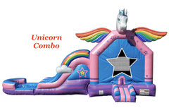 The Unicorn Glitter Water Slide Combo "PARTY PACKAGE" (2 Tables, 16 Chairs, 1 Concession and The Unicorn Combo WET)