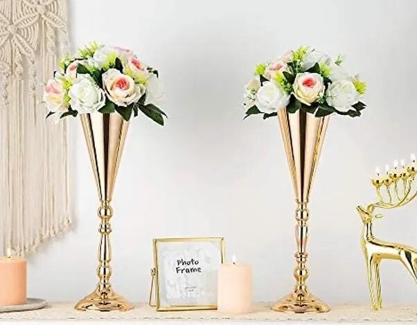 Gold trumpet vases