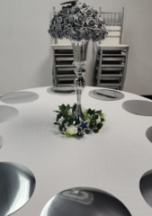 Repast Special. Setup with tablecloths, centerpieces and food warmers. You just bring your food and family. 