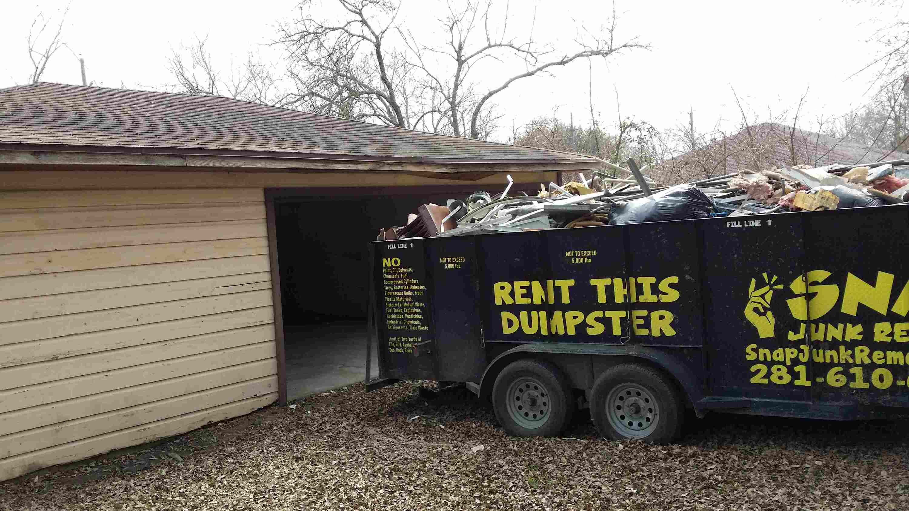 Junk Hauling Dumpster Trailer Rental - Toss and Tote