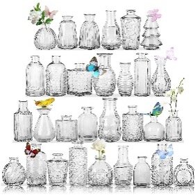 Bud vases Assorted sizes 24set