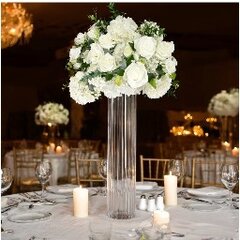 Ribbed Cylinder Glass Vase